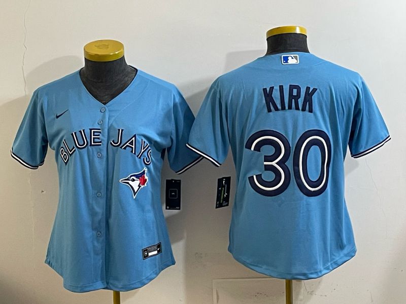 Women 2025 Nike Toronto Blue Jays #30 Kirk Light Blue Game MLB Jersey 05